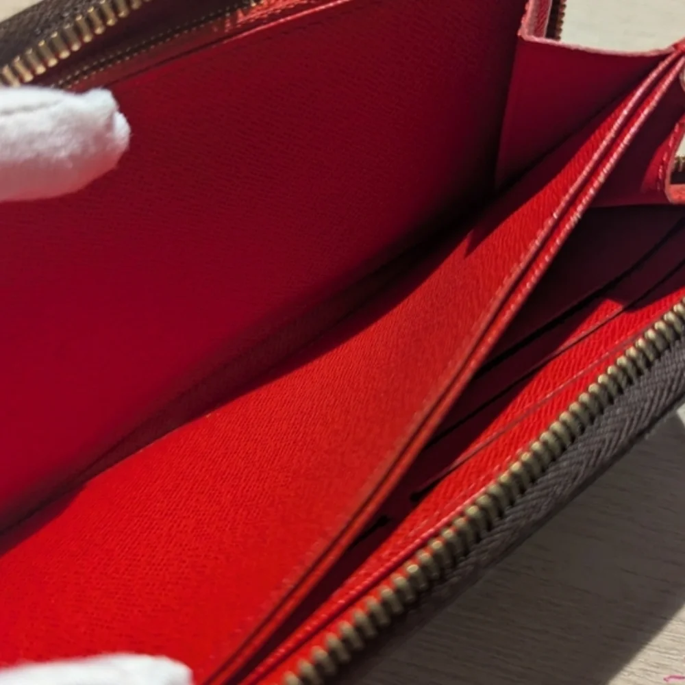 Louis Vuitton Monogram Zippy Wallet  With Red Interior And COA